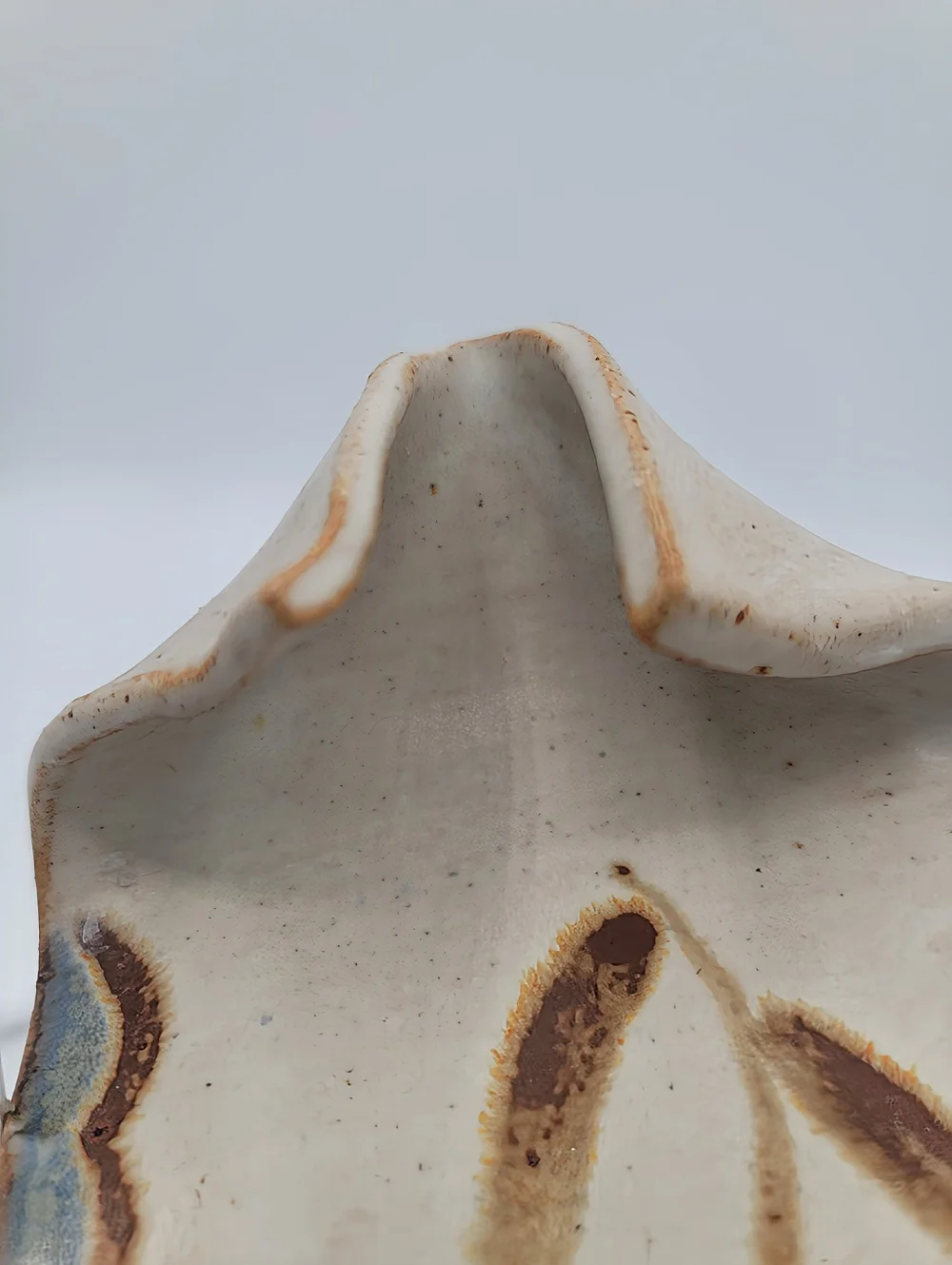 Handmade Studio Pottery Spoon Rest Splash Guard Rustic Farmhouse Blue Cottage